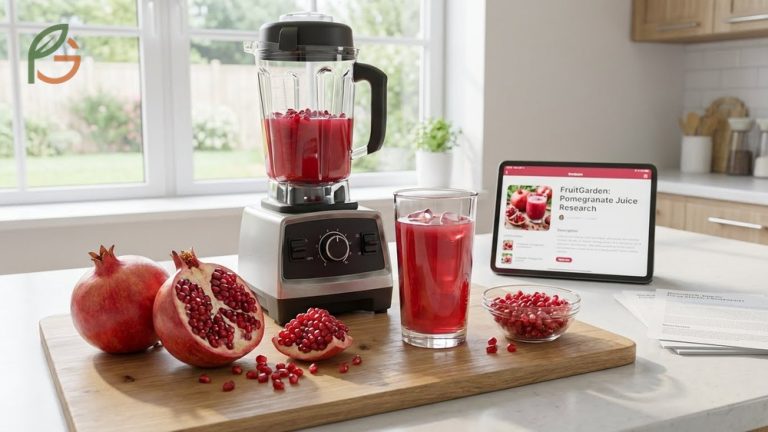 How to make pomegranate juice at home yields 144 calories of antioxidant-rich liquid per 8-ounce serving.