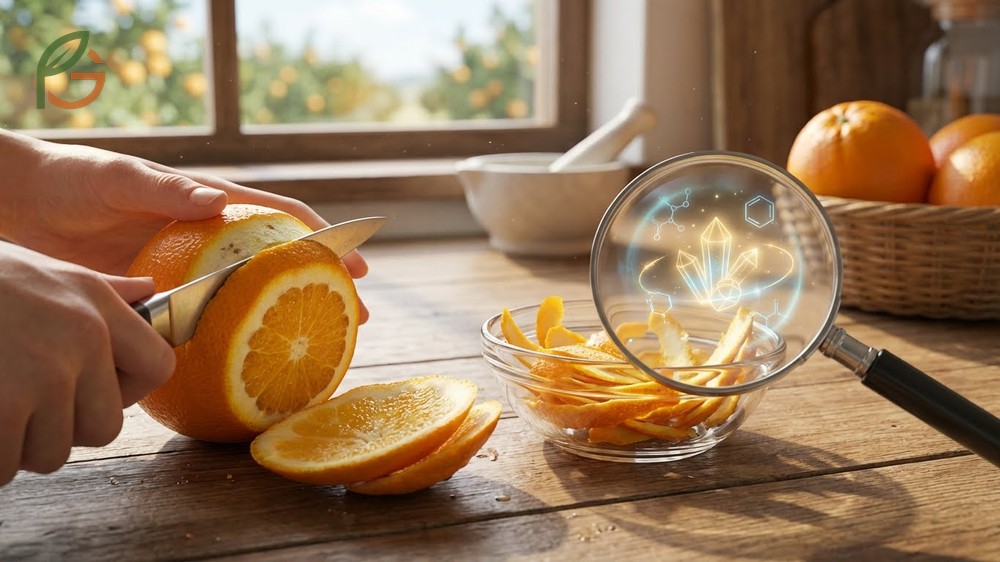 Orange peel nutrition includes bioactive compounds like hesperidin and essential minerals such as calcium and magnesium.