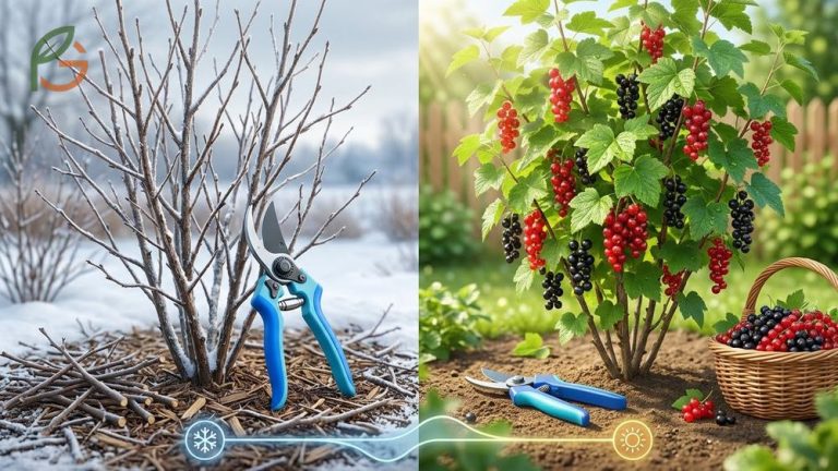 Pruning currant bushes in winter and summer helps increase fruit production by 30 to 40 percent and maintain plant health.