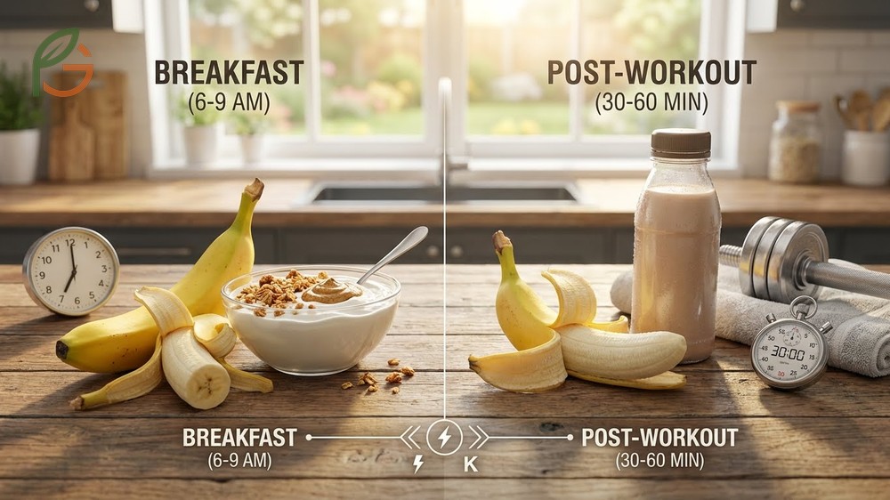 Best time to eat banana is breakfast or post workout to maximize energy and nutrient absorption.