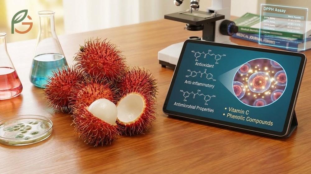Health benefits of rambutan include immune system support and potential cholesterol reduction from antioxidant compounds.