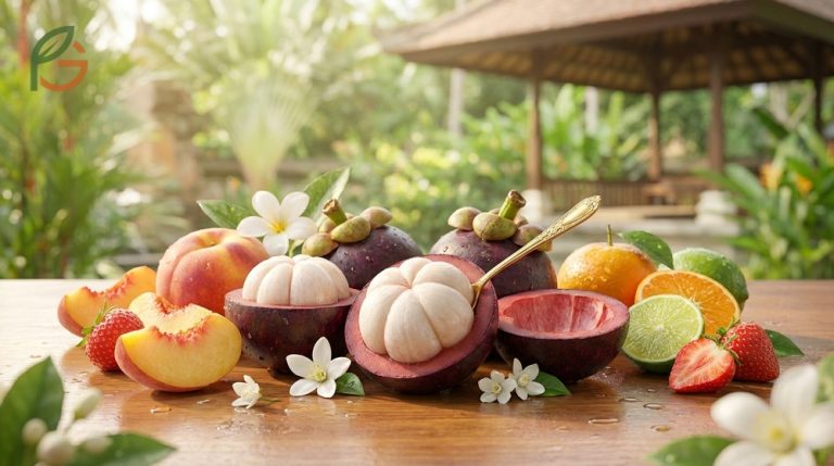 What does mangosteen taste like guide describing the sweet tart blend of peach and strawberry flavors.