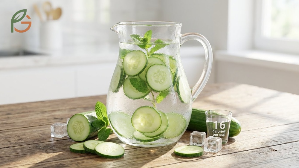 Benefits of cucumber water offering 95 percent water content and antioxidants for weight management.