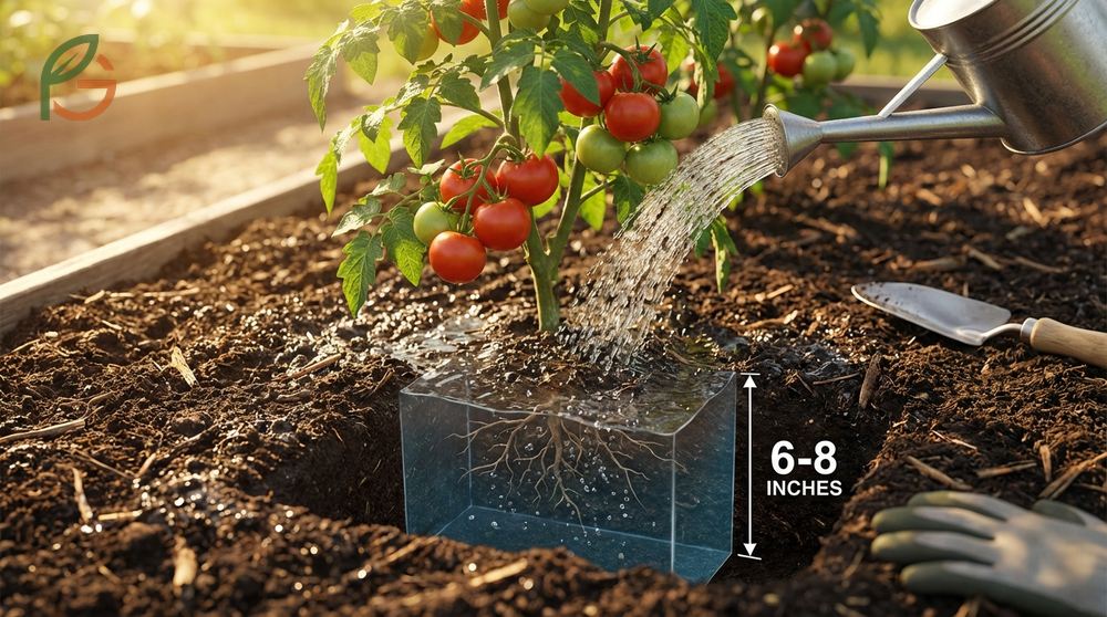 How much water does a tomato plant need averages 1 to 1.5 inches per week or 0.6 gallons per square foot.