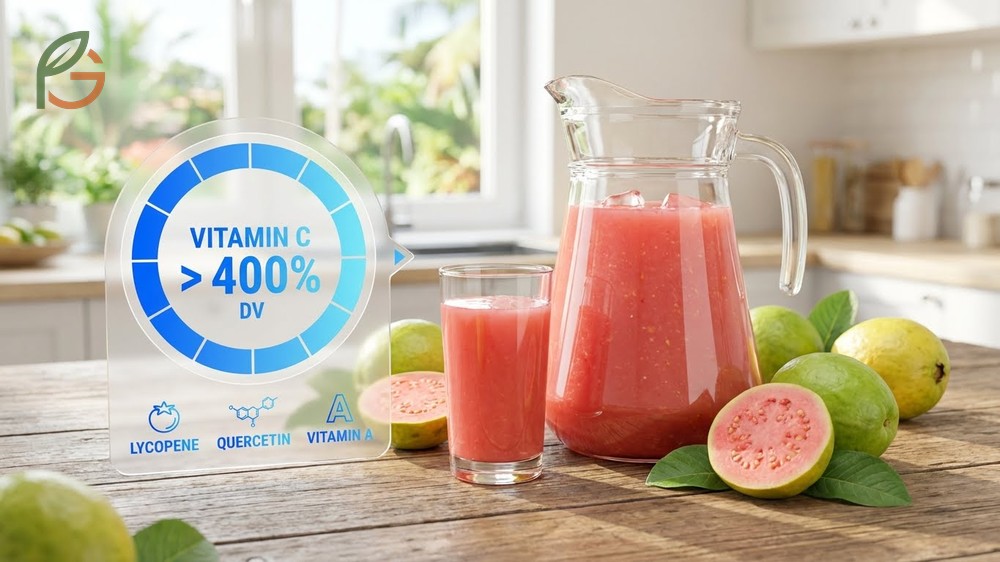 Guava juice benefits the immune system by providing concentrated vitamin C that enhances white blood cell function.