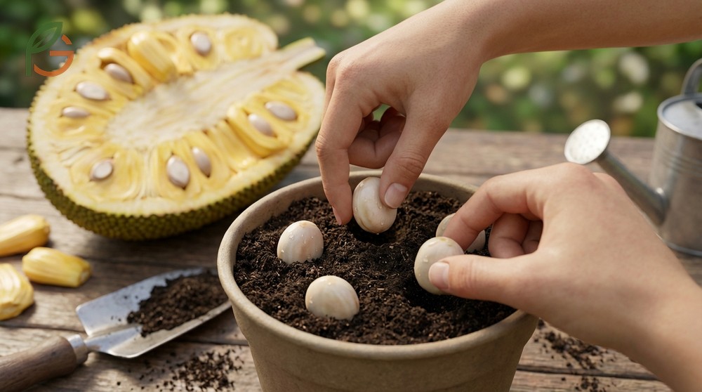 Jackfruit seeds for planting showing cream-colored smooth surfaces indicating high viability for home gardeners.