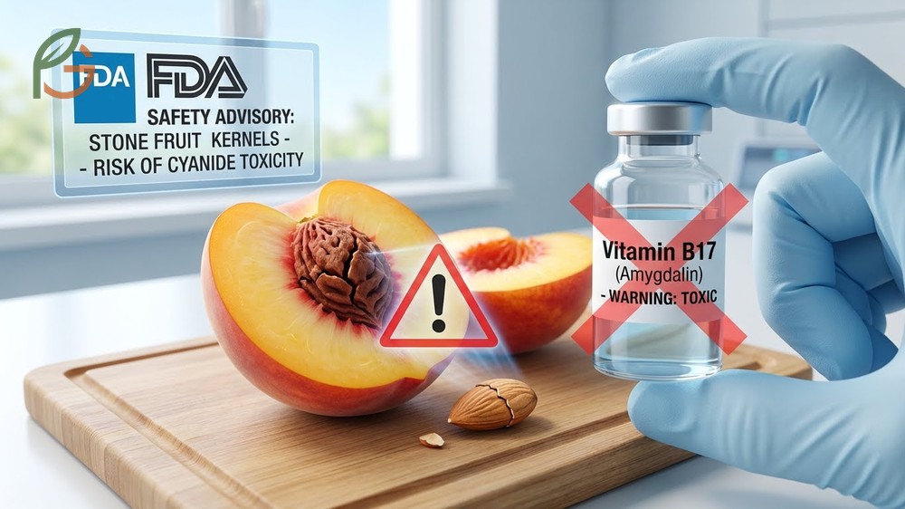 Peach kernel safety guidelines recommending disposal of cracked pits and warning against consuming seeds for health benefits.