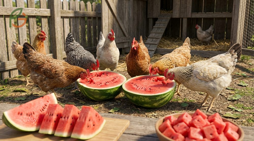 How to serve watermelon to chickens involves freezing cubes for a cooling treat on hot days.
