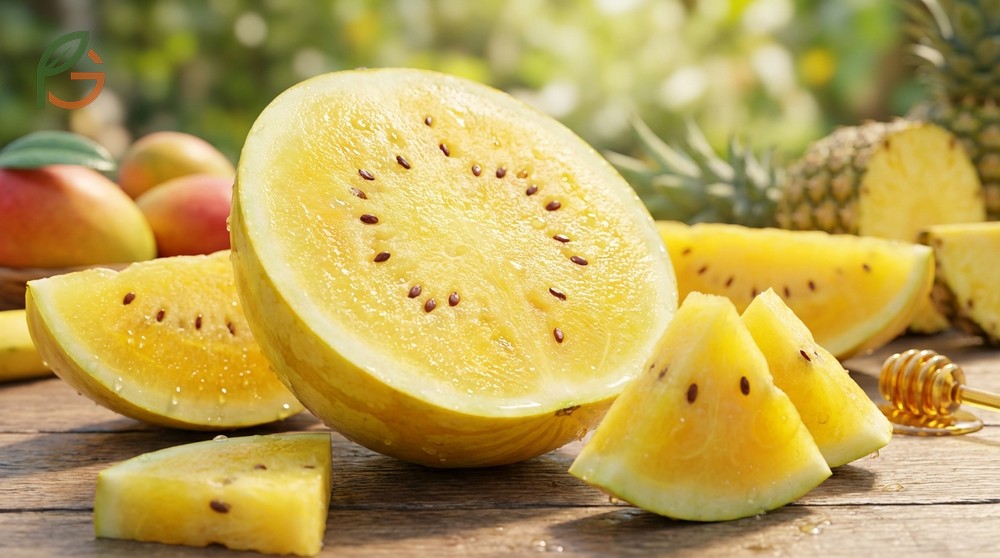 What does yellow watermelon taste like compared to red varieties with honey notes and sweet tropical fruit flavors.