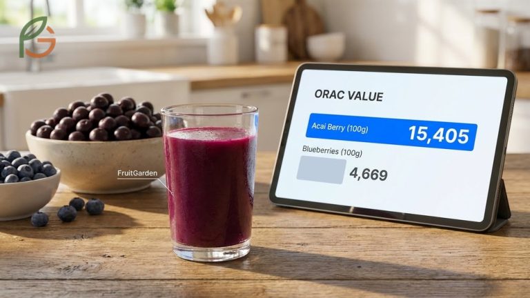 Acai berry fruit juice health benefits showing 15405 ORAC units per 100g which is triple blueberries.