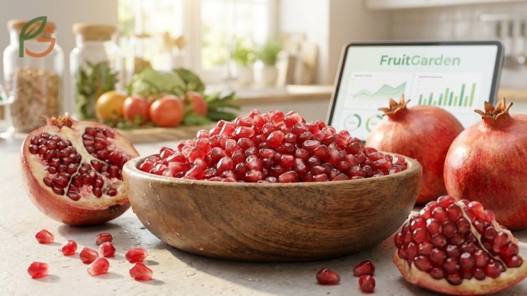 Are pomegranate seeds good for you guide highlighting high fiber content and powerful antioxidant benefits.