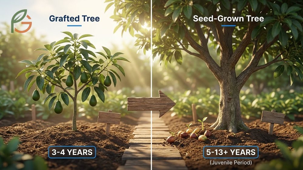 How long does it take for an avocado to grow varies significantly between seed grown and grafted trees.