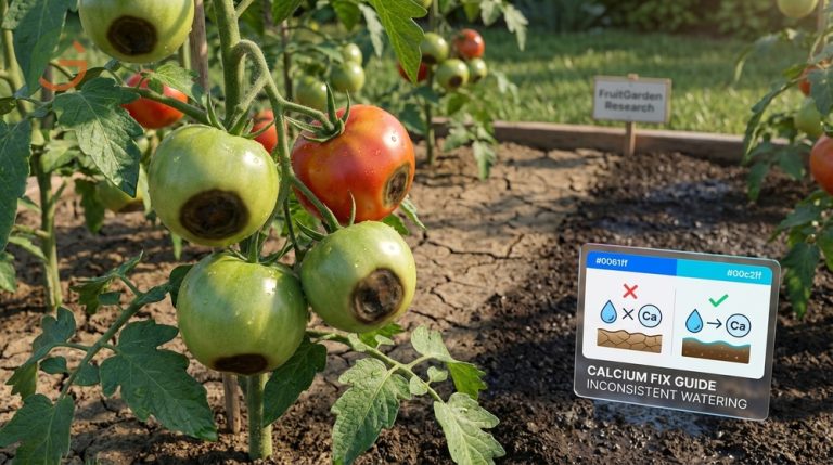 Red tomatoes showing characteristic dark sunken spots at the blossom end due to calcium transport issues.
