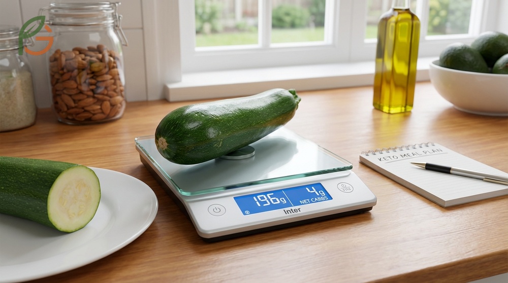 Net carbs zucchini calculation demonstrating how high fiber content reduces the impact on daily carbohydrate limits.