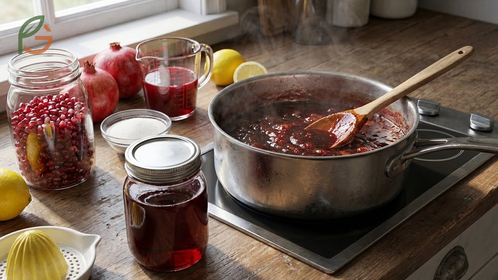 Pomegranate molasses recipe reduces 4 cups of juice into a thick syrup for savory marinades and dressings.