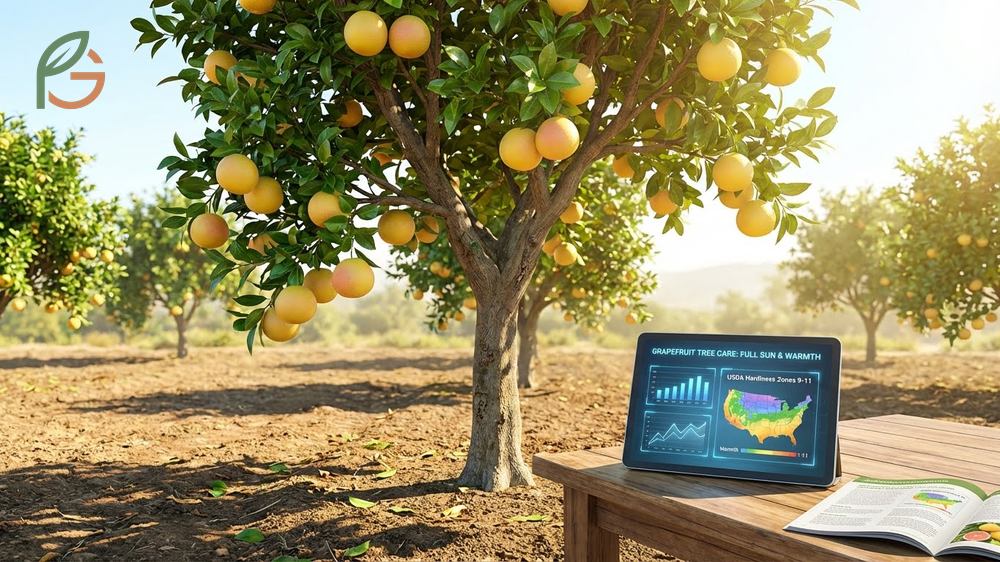 Grapefruit tree care involves planting in well drained sandy loam soil within warm climates for optimal growth.