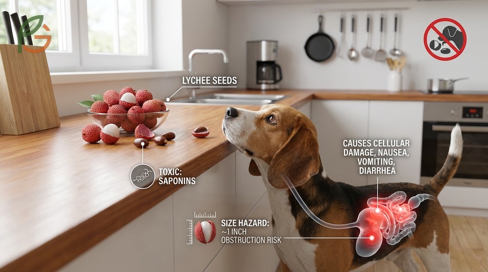 Lychee seeds dogs warning focuses on saponin toxins and the high risk of intestinal blockage requiring surgical intervention.