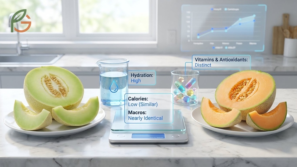 Nutrition comparison honeydew vs cantaloupe highlights the distinct vitamin A and C levels in each fruit type.