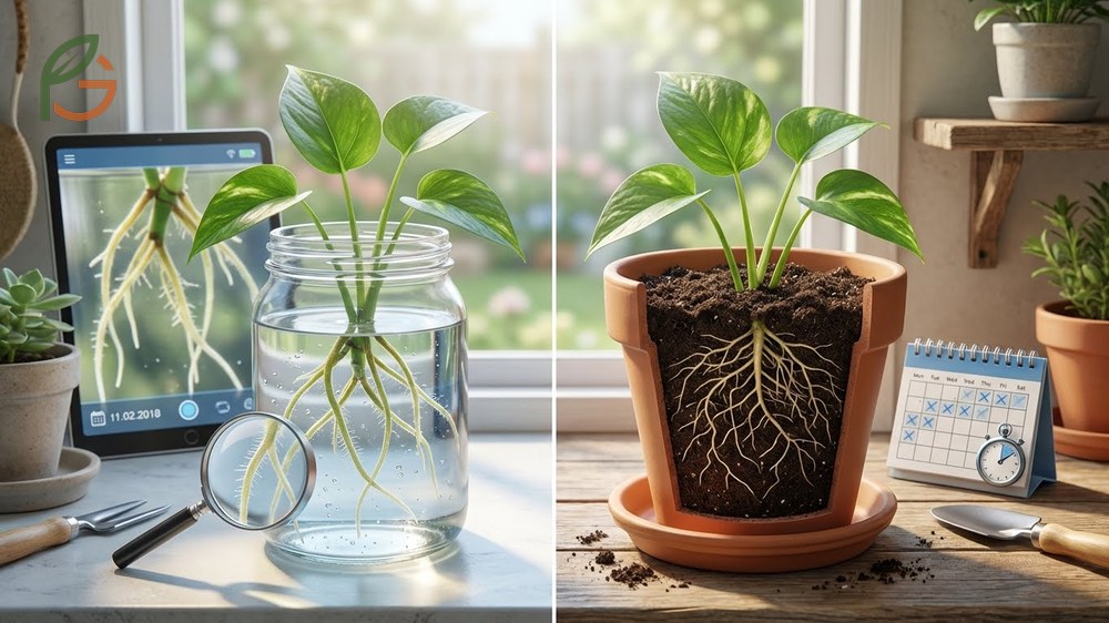 Avocado seed in water vs dirt comparison shows water allows root visibility while soil often yields faster germination rates.