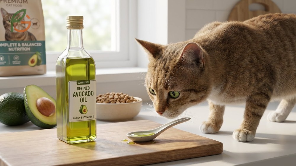 Can cats eat avocado oil safety assessment regarding persin removal and fat content risks.