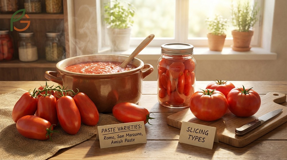 Cooking tomato varieties like San Marzano and Amish Paste reduce cooking time by 30-40 percent due to their low moisture content.