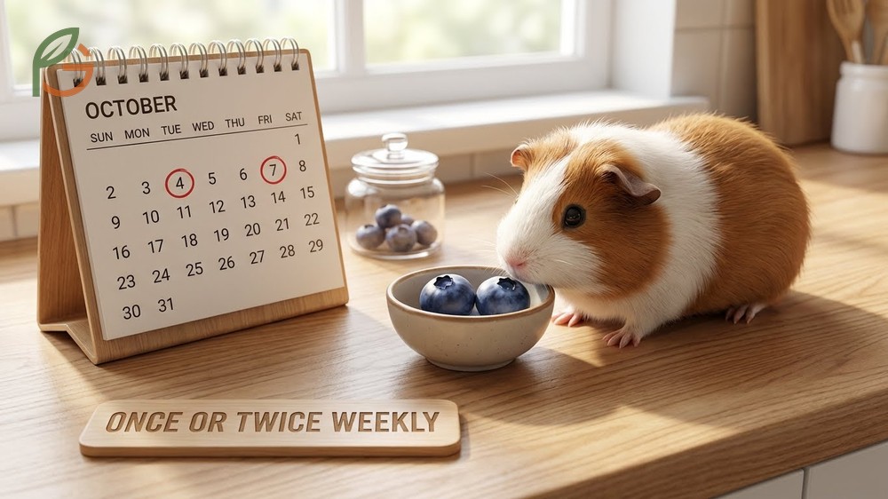 How often can guinea pigs eat blueberries advice suggesting once or twice weekly feeding schedules.