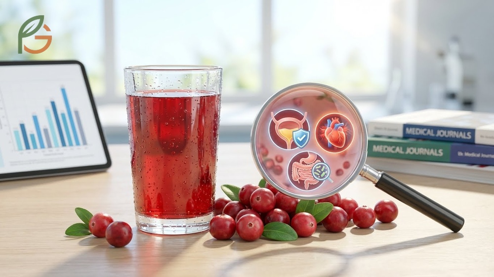 Benefits to drinking cranberry juice feature urinary tract protection and cardiovascular improvements for wellness.
