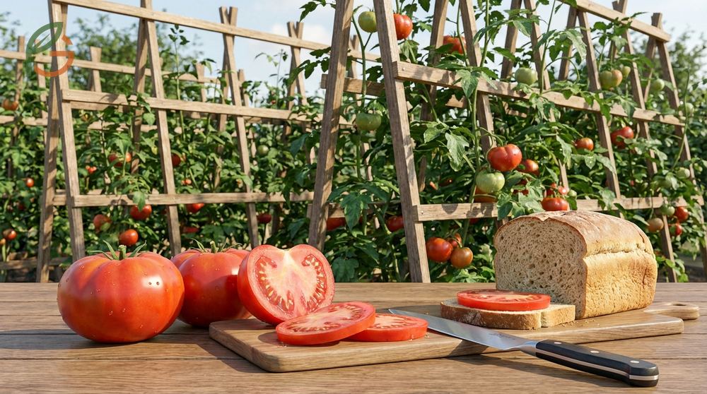 Slicing tomato types such as Beefsteak grow on 6-8 foot vines and produce 10-12 ounce fruits perfect for sandwiches and salads.