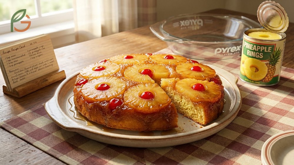 A popular mid-century pineapple upside down cake serving as a staple dessert for family gatherings.