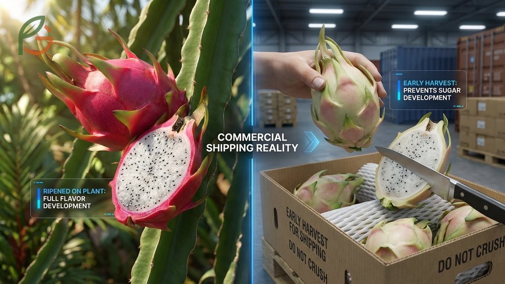Reasons why dragon fruit tastes bland usually involving early harvesting practices that prevent proper sugar development.