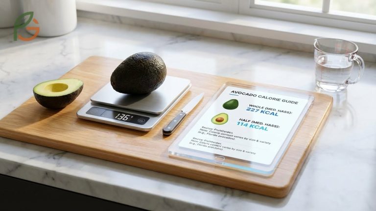 How many calories in an avocado explained with details on whole and half servings for calorie tracking.