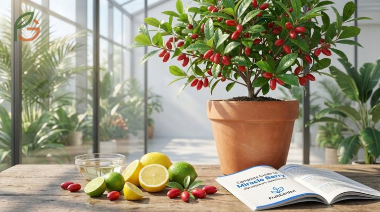 Miracle berry synsepalum dulcificum plant with bright red fruit clusters that transform sour tastes into sweet.