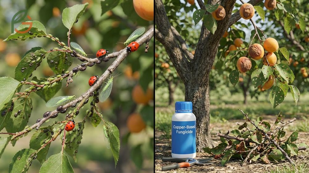 Common apricot tree pests include aphids and scale insects which can be managed with organic methods.