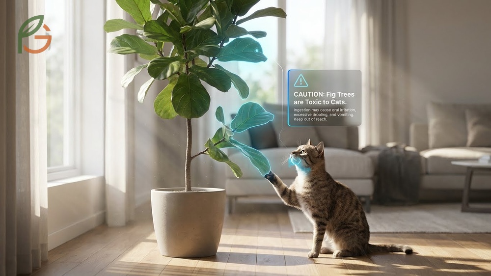 Are fig trees toxic to cats showing feline risks from chewing ficus leaves containing ficin enzymes.