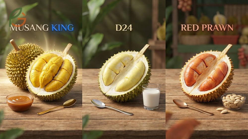 Durian varieties and flavors comparison highlights Musang King bitterness versus Monthong sweetness.