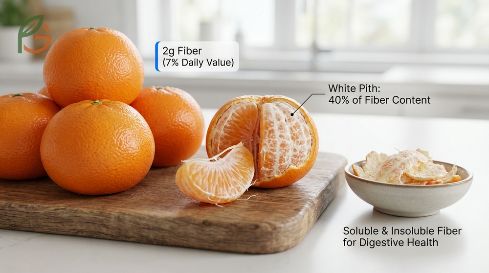 Fiber content in tangerines offers 2 grams per medium fruit which aids in slowing sugar absorption.