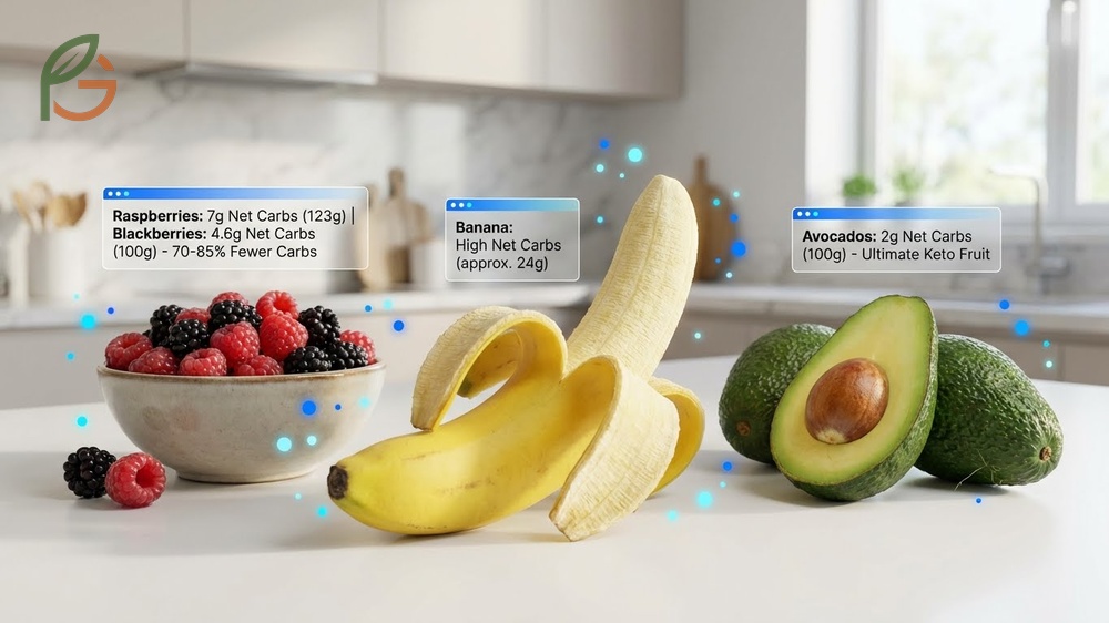 Low carb alternatives like raspberries and avocados provide essential nutrients with significantly fewer carbs.