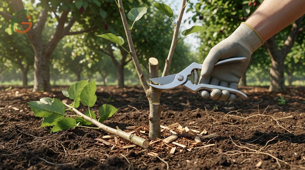 Shaping mulberry trees into a multi-trunk bush form allows for easier harvesting and better light penetration.