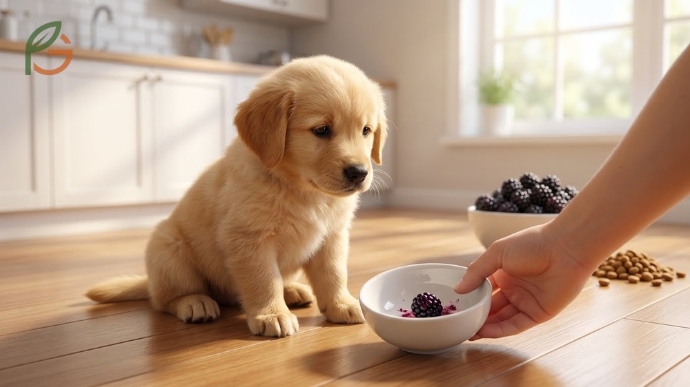 Can puppies eat blackberries safely by starting with mashed berries to prevent choking hazards for young dogs.