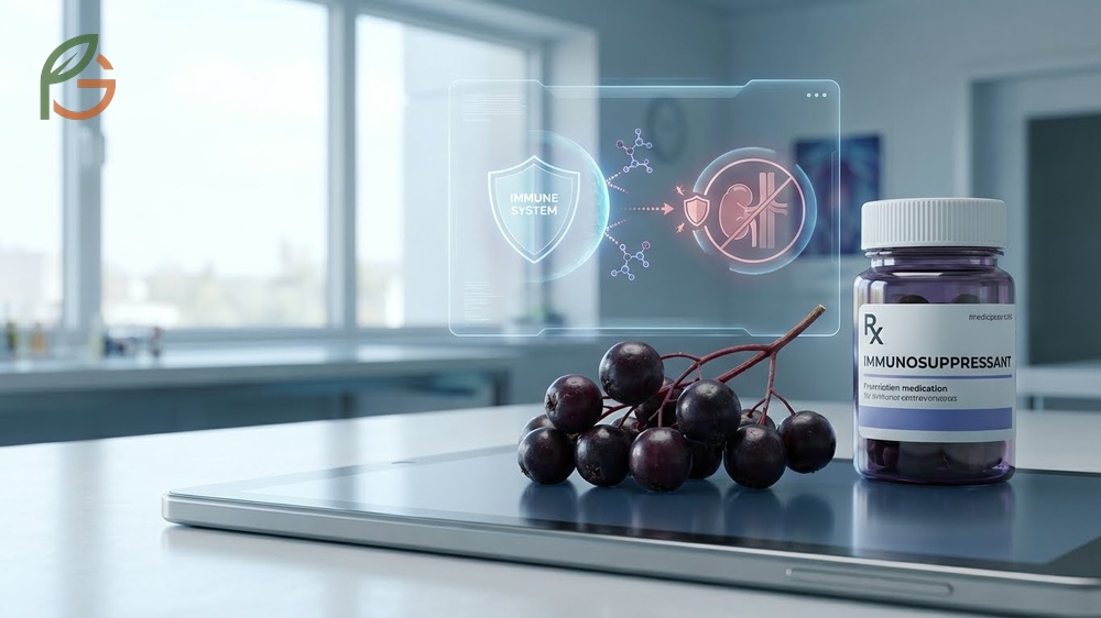 Drug interactions with elderberry can reduce the effectiveness of immunosuppressants and diabetes medications.