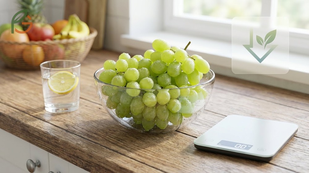 Green grapes for weight loss provide 81% water content and high satiety to prevent rapid blood sugar spikes.