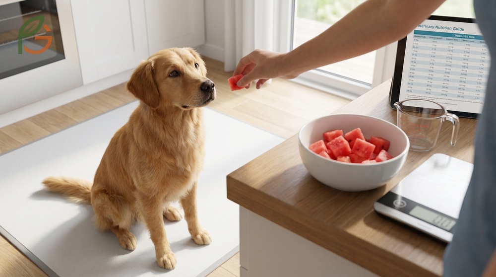 How much watermelon for a dog guideline suggests treats stay under 10 percent of daily calories.