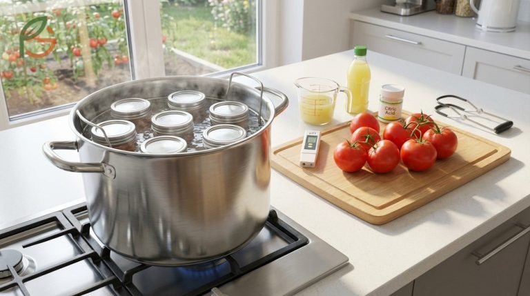How to can tomatoes using the water bath method requires acidification to reach a safe pH level below 4.6.