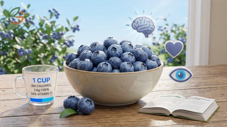 fresh ripe blueberries in a bowl with scattered berries and green leaves, highlighting the natural color, texture, and nutrient-rich antioxidant fruit commonly used in healthy diets