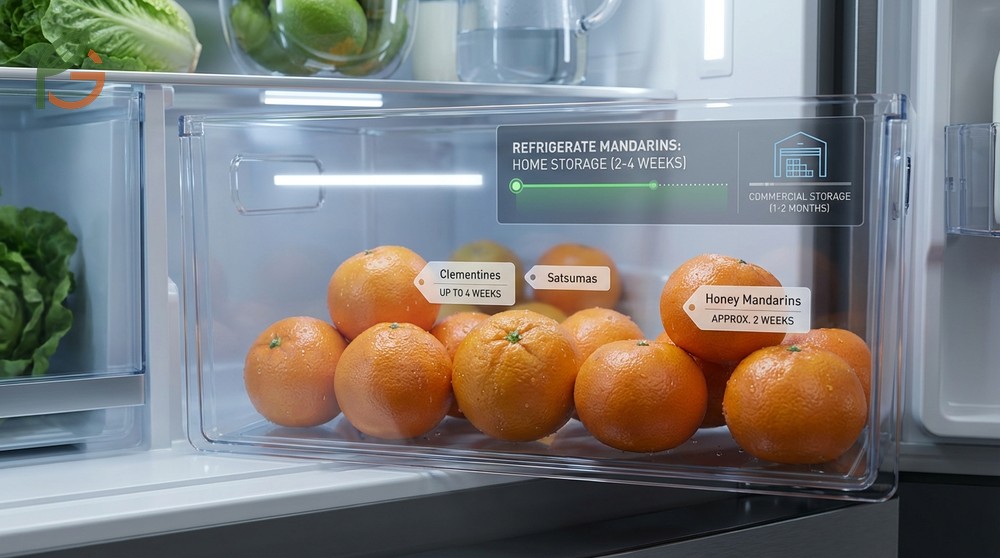 Refrigerate mandarins duration typically lasts 2-4 weeks when stored in crisper drawers at stable temperatures.