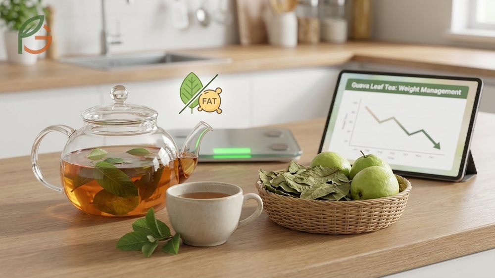 Guava leaf tea for weight loss works by blocking fat deposition and reducing appetite to help manage daily calorie intake.