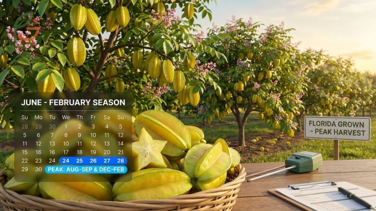 When is starfruit in season in the US spans from June to February with peak harvests in late summer and winter.