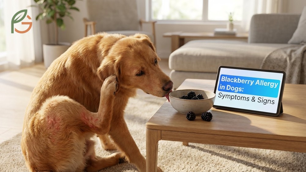 Blackberry allergy in dogs symptoms including itching and skin redness to watch for after feeding fruit.