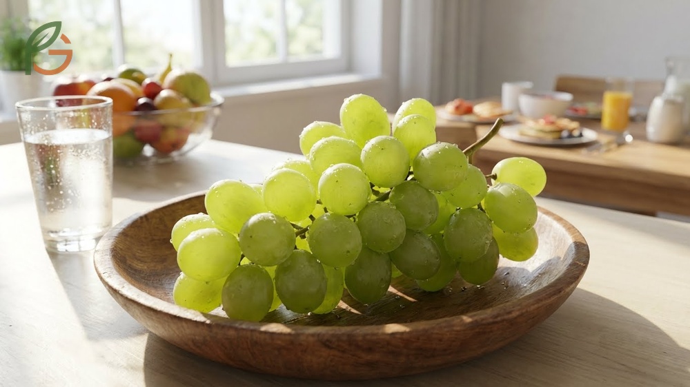 Green grapes for digestion contain 0.7g of fiber per serving to promote regular bowel movements.