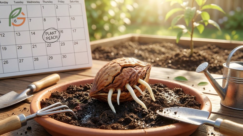 How to grow a peach tree from seed involves planting roots 0.5 to 1 inch long in well draining soil.